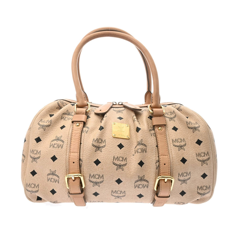 MCM Boston Bag Beige Calfskin Handbag